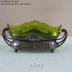 Art Nouveau WMF green glass insert centerpiece