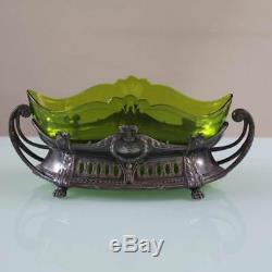 Art Nouveau WMF green glass insert centerpiece