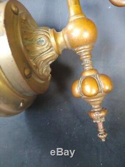 Art Nouveau Wall Sconce iradescent green glass globe Sconce Brass HEAVYWEIGHT