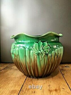 Art Nouveau Wf Needham Queen Anne Dripglaze Pottery Plant Pot Planter Jardiniere