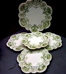 Art Nouveau Wileman Shelley The Foley China Collection Green Cameo 5 Plates