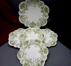 Art Nouveau Wileman Shelley The Foley China Collection Green Cameo 5 Plates