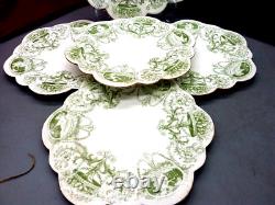 Art Nouveau Wileman Shelley The Foley China Collection Green Cameo 5 Plates