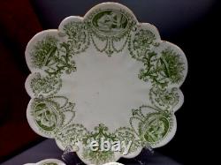 Art Nouveau Wileman Shelley The Foley China Collection Green Cameo 5 Plates
