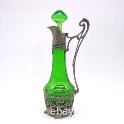 Art Nouveau Wmf Tall Claret Jug Moss Green Circa 1905 Truly Beautiful-investment