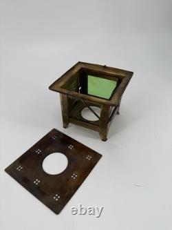 Art Nouveau brass and green glass teapot warmer by Jan Eisenloeffel