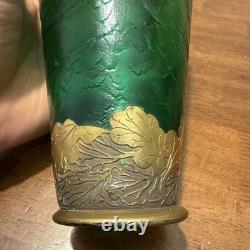 Art Nouveau c1900 Mont Joye Emerald Green Cameo Glass Vase St Denis Paris Legras