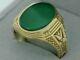 Art Nouveau (ca. 1920) 14k Yellow Gold Dyed Green Agate Ring (size 7 3/4)