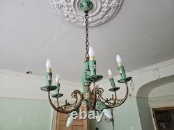 Art Nouveau chandelier large with 9 lights