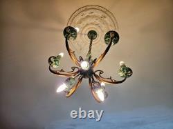 Art Nouveau chandelier large with 9 lights