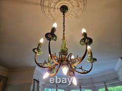 Art Nouveau chandelier large with 9 lights