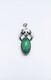 Art Nouveau Green Chalcedony Cabochon Silver Leaf Banded Agate Pendant