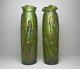Art Nouveau Green Threaded Glass Vases Attributed To Pallme-könig And Habel