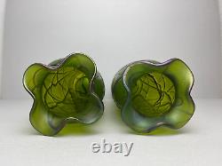 Art Nouveau green threaded glass Vases Attributed To Pallme-König and Habel