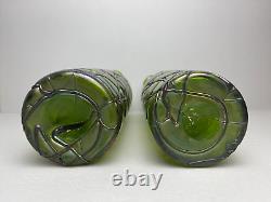 Art Nouveau green threaded glass Vases Attributed To Pallme-König and Habel