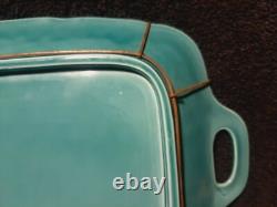 Art Nouveau majolica Jugendstil Nasturtium handled platter tray by Zell, Germany