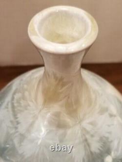 Art Pottery Crystalline Leaves MInt Green Art Nouveau Ceramic Vase Belden 7.5