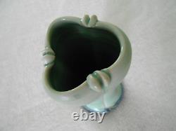 Art Pottery Vase Ovid Three Lobed Matt Green Found on Gulf Coast Signed S