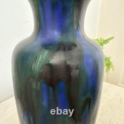 Art nouveau Minton Hollins & Co Astra Ware Pottery vase 1920's Blue Green 10 in