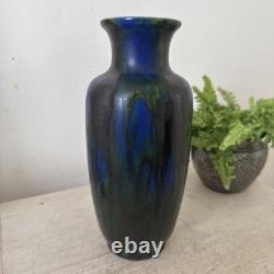 Art nouveau Minton Hollins & Co Astra Ware Pottery vase 1920's Blue Green 10 in