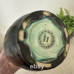Art nouveau Minton Hollins & Co Astra Ware Pottery vase 1920's Blue Green 10 in