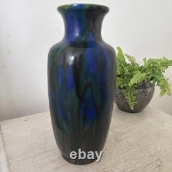 Art nouveau Minton Hollins & Co Astra Ware Pottery vase 1920's Blue Green 10 in