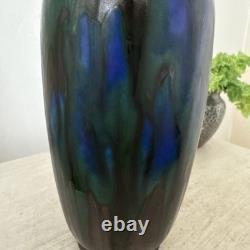 Art nouveau Minton Hollins & Co Astra Ware Pottery vase 1920's Blue Green 10 in