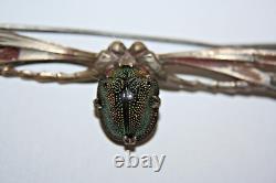 Art nouveau egyptian revival scarab beetle insect brooch