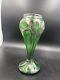 Art Nouveau Green Glass Vase With Silver Overlay