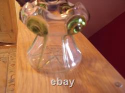 Art nouveau/ peacock Stuart & sons glass small vase, hand blown