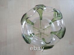 Art nouveau/ peacock Stuart & sons glass small vase, hand blown