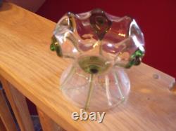 Art nouveau/ peacock Stuart & sons glass small vase, hand blown
