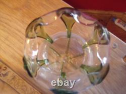 Art nouveau/ peacock Stuart & sons glass small vase, hand blown