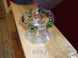 Art nouveau/ peacock Stuart & sons glass small vase, hand blown