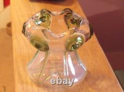 Art nouveau/ peacock Stuart & sons glass small vase, hand blown