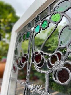 Arts & Crafts Large Lead Stained Glass Window Rare Vintage Art Nouveau