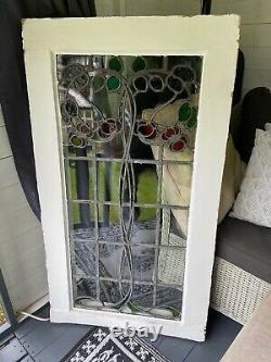 Arts & Crafts Large Lead Stained Glass Window Rare Vintage Art Nouveau