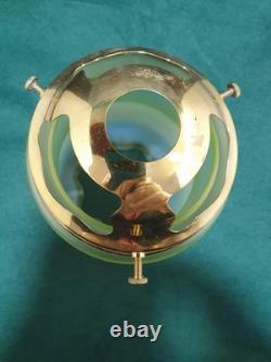 Arts Crafts Nouveau Vaseline lamp shade with brass gallery
