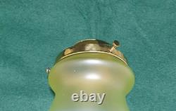 Arts Crafts Nouveau Vaseline lamp shade with brass gallery
