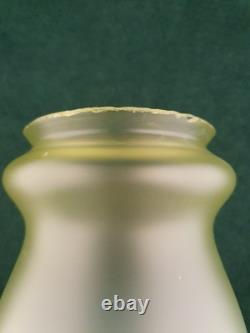 Arts Crafts Nouveau Vaseline lamp shade with brass gallery