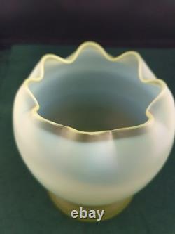 Arts Crafts Nouveau Vaseline lamp shade with brass gallery