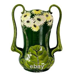 Arts Crafts pottery Julius Dressler Vase Austria Majolica Nouveau h33cm c1880