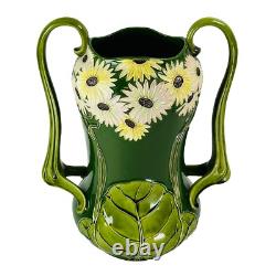 Arts Crafts pottery Julius Dressler Vase Austria Majolica Nouveau h33cm c1880