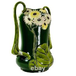 Arts Crafts pottery Julius Dressler Vase Austria Majolica Nouveau h33cm c1880
