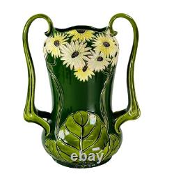 Arts Crafts pottery Julius Dressler Vase Austria Majolica Nouveau h33cm c1880