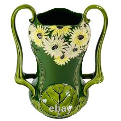 Arts Crafts pottery Julius Dressler Vase Austria Majolica Nouveau h33cm c1880