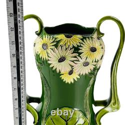 Arts Crafts pottery Julius Dressler Vase Austria Majolica Nouveau h33cm c1880