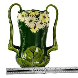 Arts Crafts pottery Julius Dressler Vase Austria Majolica Nouveau h33cm c1880