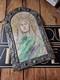 Arts And Crafts Nouveau Style Maiden Pewter Mixed Metal Frame Green Cabouchon