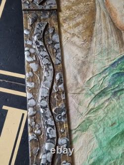 Arts and crafts nouveau style maiden pewter mixed metal frame green cabouchon